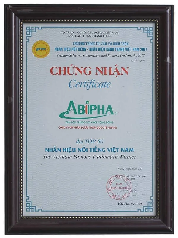 Giải thưởng: Top 50 nhãn hiệu nổi tiếng Việt Nam 2017